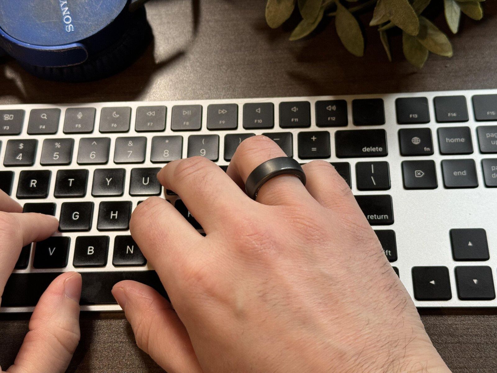 Oura ring on keyboard