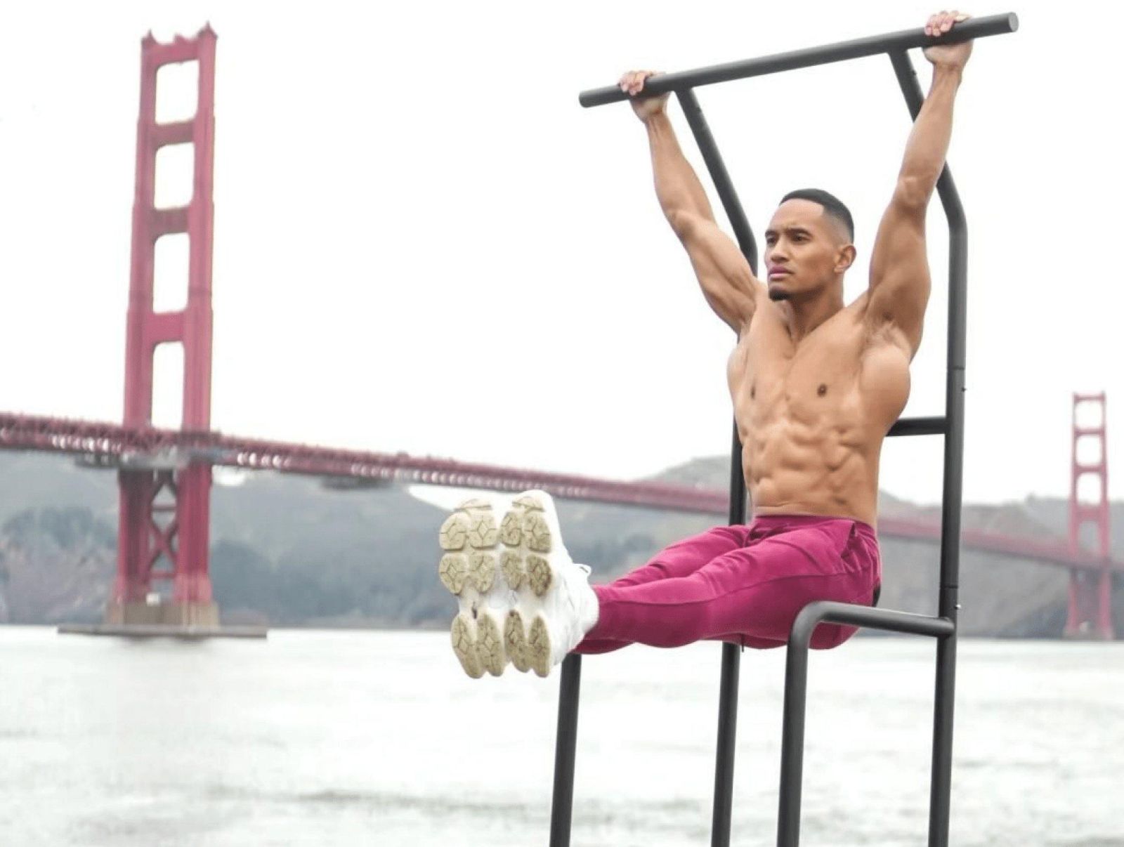 Man exercising on fit home gym